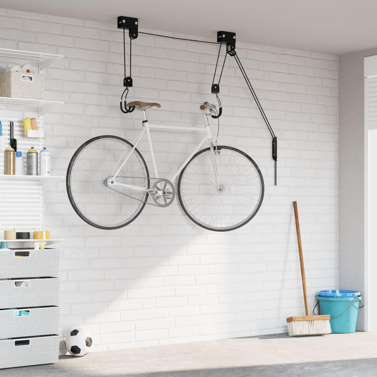 FAHRRADLIFT Deckenmontage 57 Kg - Schwarz, Metall (4/13.5/12cm) - vidaXL