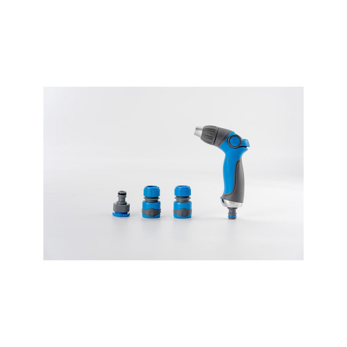 SPRITZ- und Sprühpistole - 3 verstellbare Düsen - Komplettset mit Wasseranschlüssen - Blau, Kunststoff (5/17/23cm) - SUAN