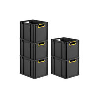 EUROBOX 5x NextGen Color 32x30x40 cm 30 Liter Griffe gelb offen, Schwarz - Gelb/Schwarz, Kunststoff (30/32/40cm) - PROREGAL