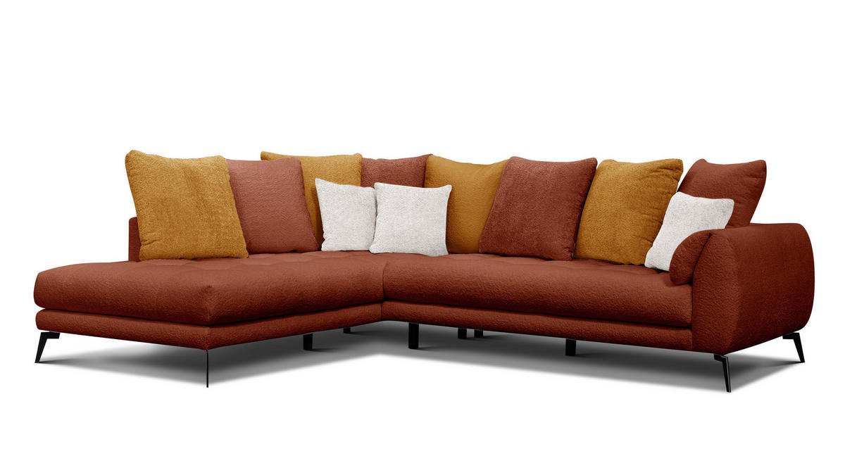 ECKSOFA CALME 5-Sitzer, dunkelorange und écru - Dunkelorange, Holz/Textil (294/229cm) - Courtois Laville