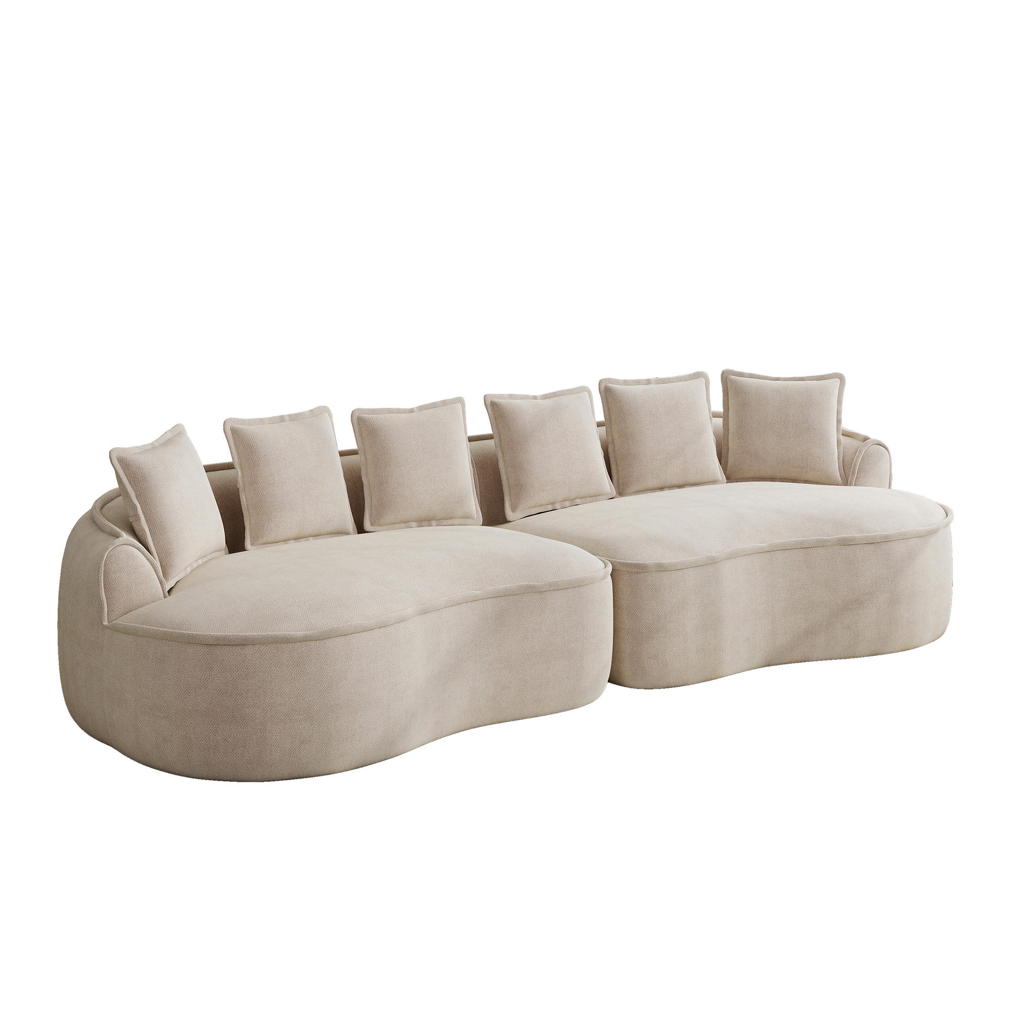 4-SITZER Sofa 320x114x67 cm aus Chenille-Stoff rahmenlos ohne Montage, hellbraun - Hellbraun, Textil (114/67/320cm)