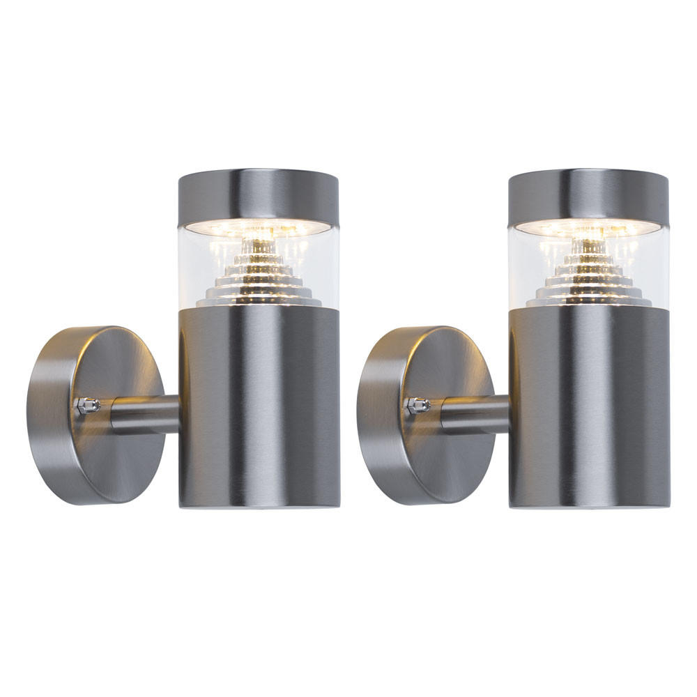 LED AUSSEN-WANDLEUCHTE Edelstahl Silber 2er Set - Silberfarben, Metall (14/15.5/7.6cm)