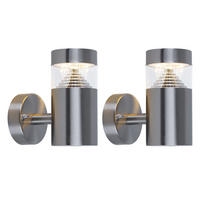 LED AUSSEN-WANDLEUCHTE Edelstahl Silber 2er Set - Silberfarben, Metall (14/15.5/7.6cm)