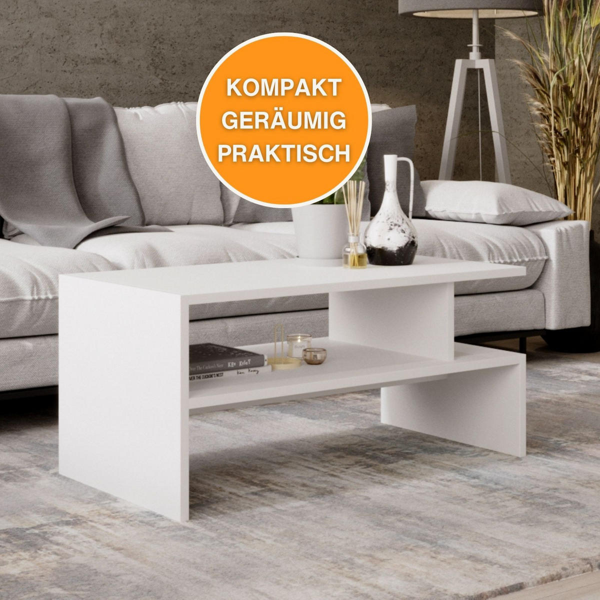 COUCHTISCH Holzwerkstoff rechteckig stabil Weiß 50/45/93cm - Weiß, Holzwerkstoff (50/93/45cm) - CraftPAK