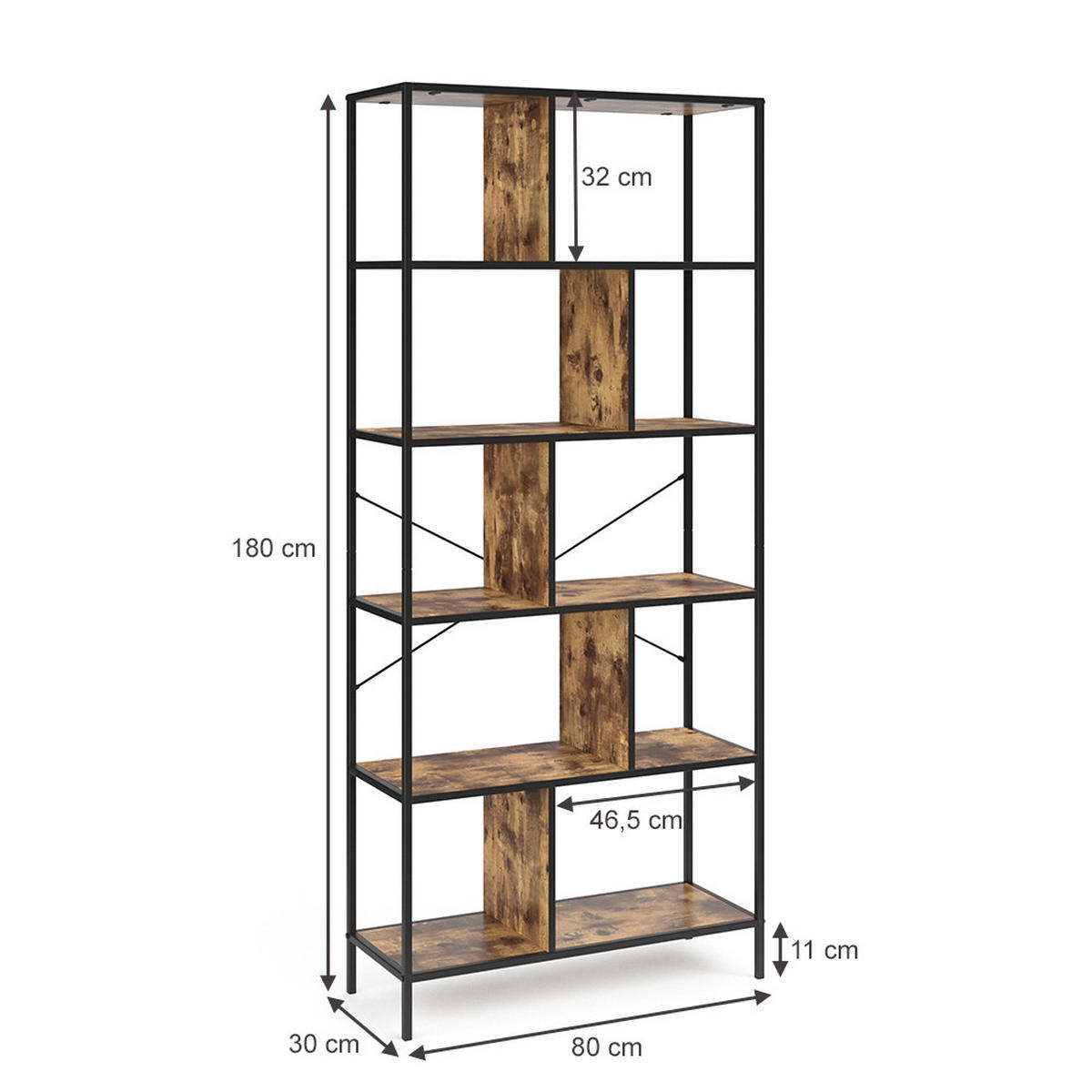 RAUMTEILER Fyrk Antikholz 80 x 180 cm - Alteiche, Holzwerkstoff (80/180/30cm) - Vicco
