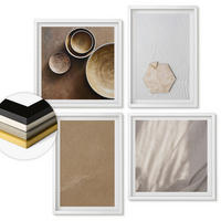 WANDBILDER 4er-Set - 50x50 cm & 40x60 cm Weißer Rahmen - Minimalistische warme Texturen - Weiß, Kunststoff (50/50cm) - ArtPrintCave