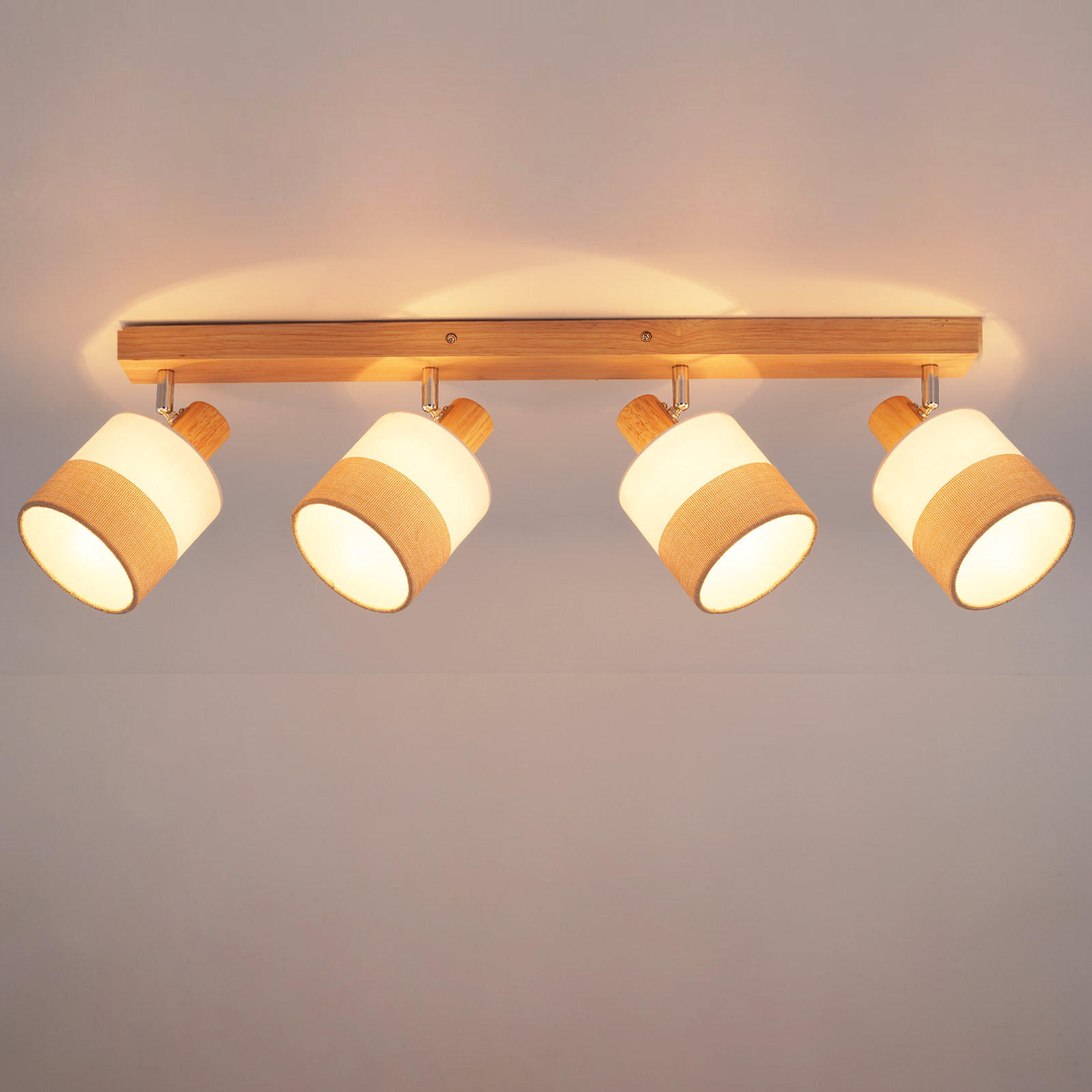 DECKENSTRAHLER Leniq 16/13/68 cm - Beige, Holz (68/16/13cm) - ZMH