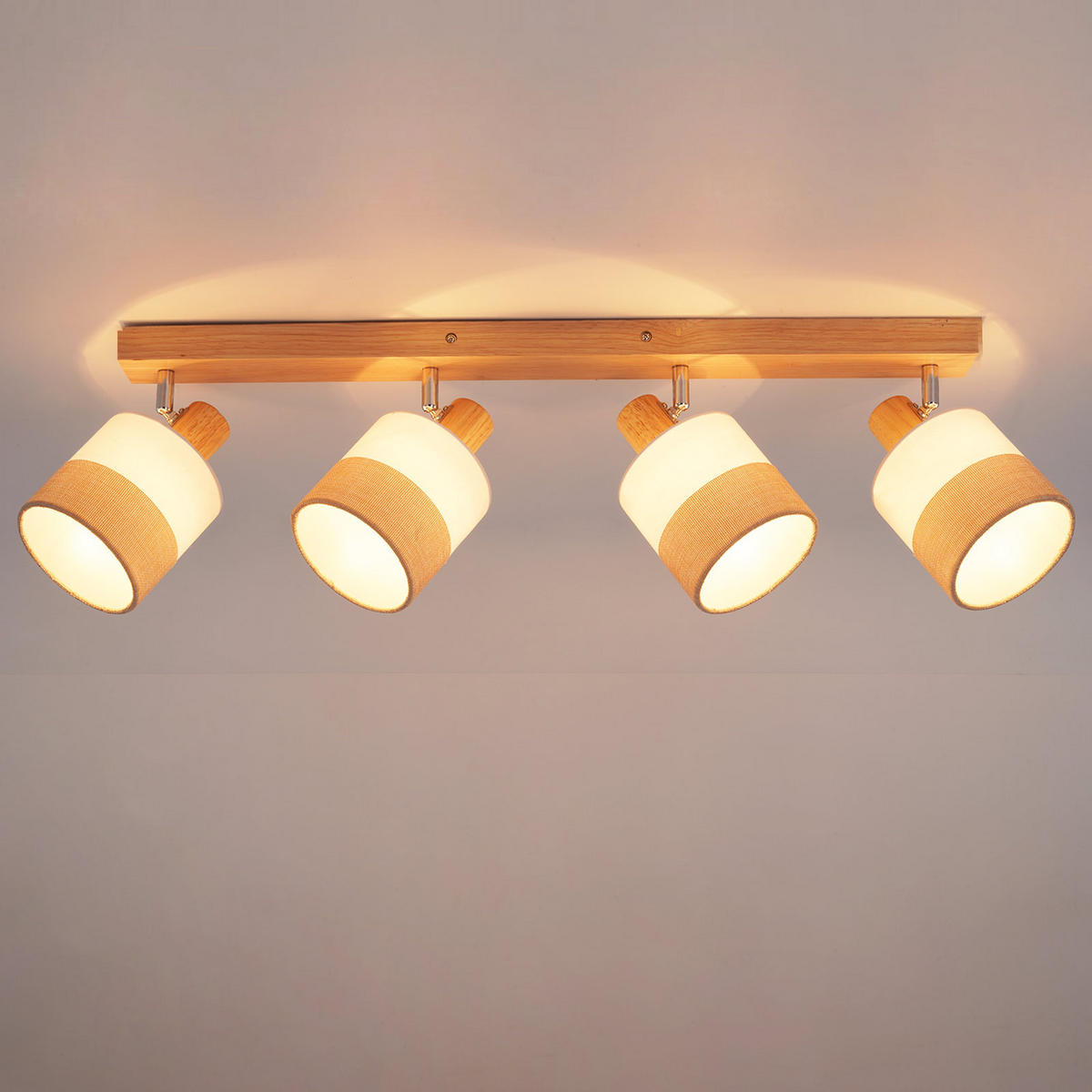 DECKENSTRAHLER Leniq 16/13/68 cm - Beige, Holz (68/16/13cm) - ZMH