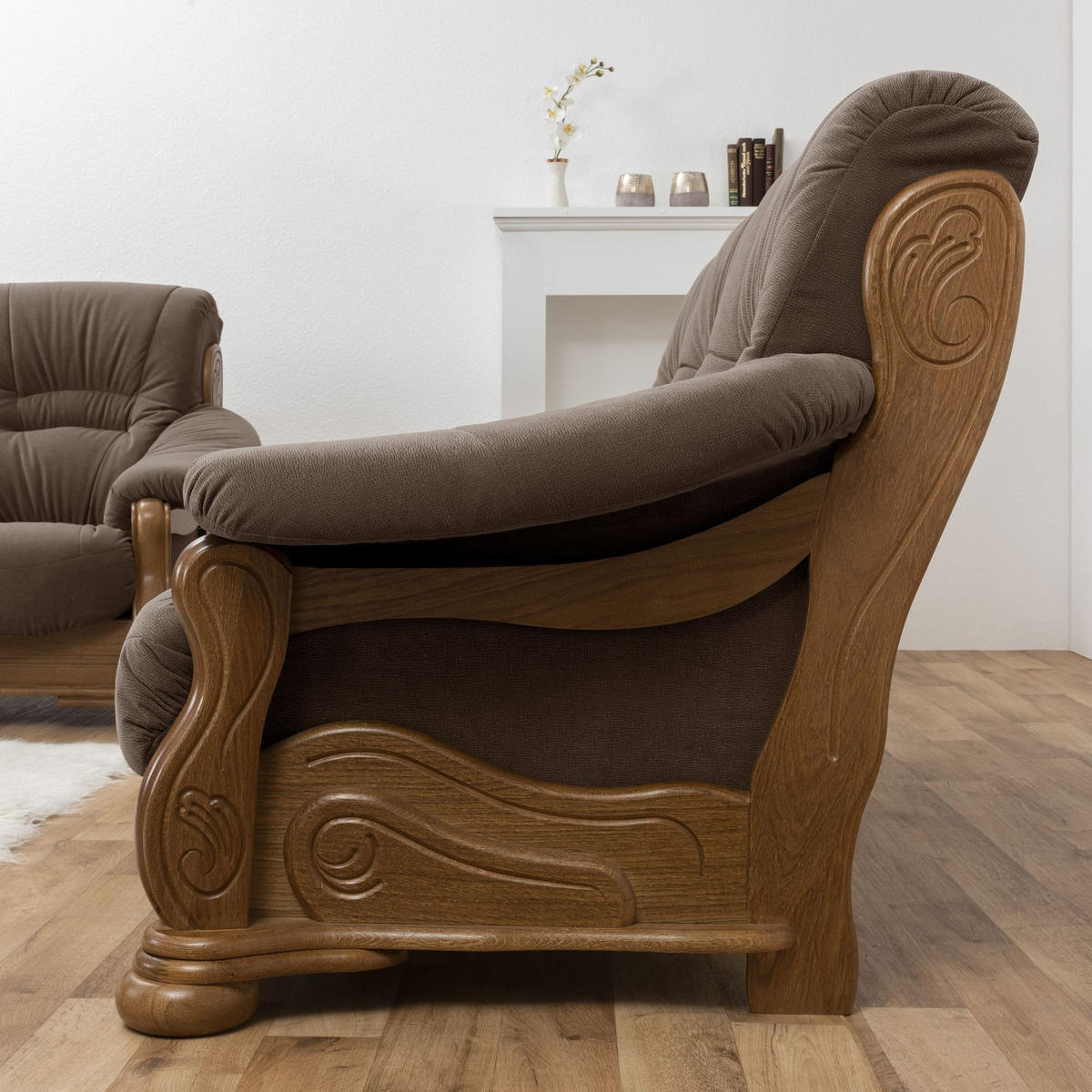 HOCKER Katlin Bezug Flockstoff Eiche rustikal P43 / braun - Braun, Kunststoff (53/45/53cm) - 58aufmkessel