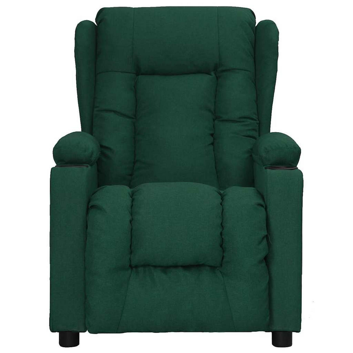 ELEKTRISCHER Massagesessel Dunkelgrün Stoff - Dunkelgrün/Schwarz, Textil (96/99.5/72.5cm) - vidaXL