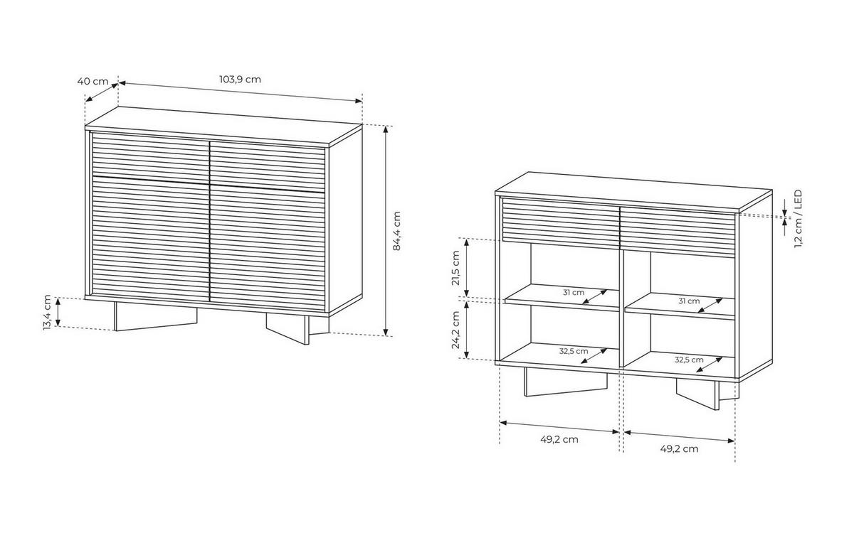 SIDEBOARD mit Schubladen Spirit 104 cm, 2 Türen, Cappuccino - Eichefarben/Cappuccino, Holz (104/84/40cm) - Emporius
