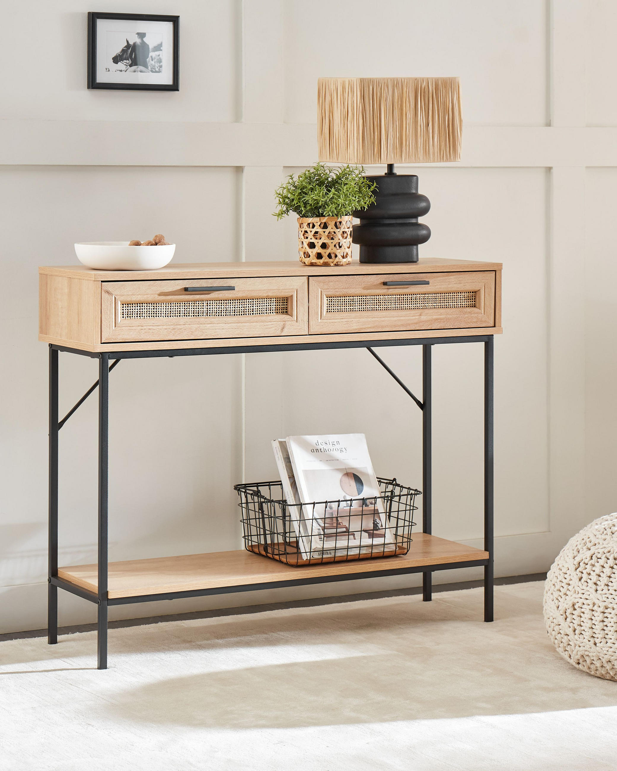 KONSOLENTISCH Heller Holzfarbton Pasco - Hellbraun, Holzwerkstoff (29/100/81cm) - Beliani