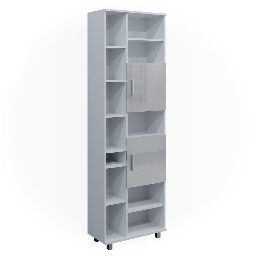 BADSCHRANK Ilias Weiß Hochglanz 60 x 190 cm - Weiß Hochglanz/Weiß, Holzwerkstoff (60/190/30cm) - Vicco