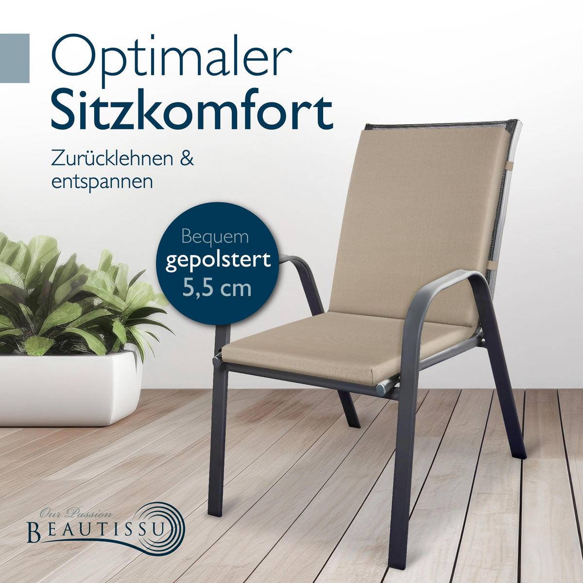 NIEDERLEHNERAUFLAGE QD-NL 105/48/5,5cm Beige - Beige, Textil (48/5/105cm) - Beautissu 