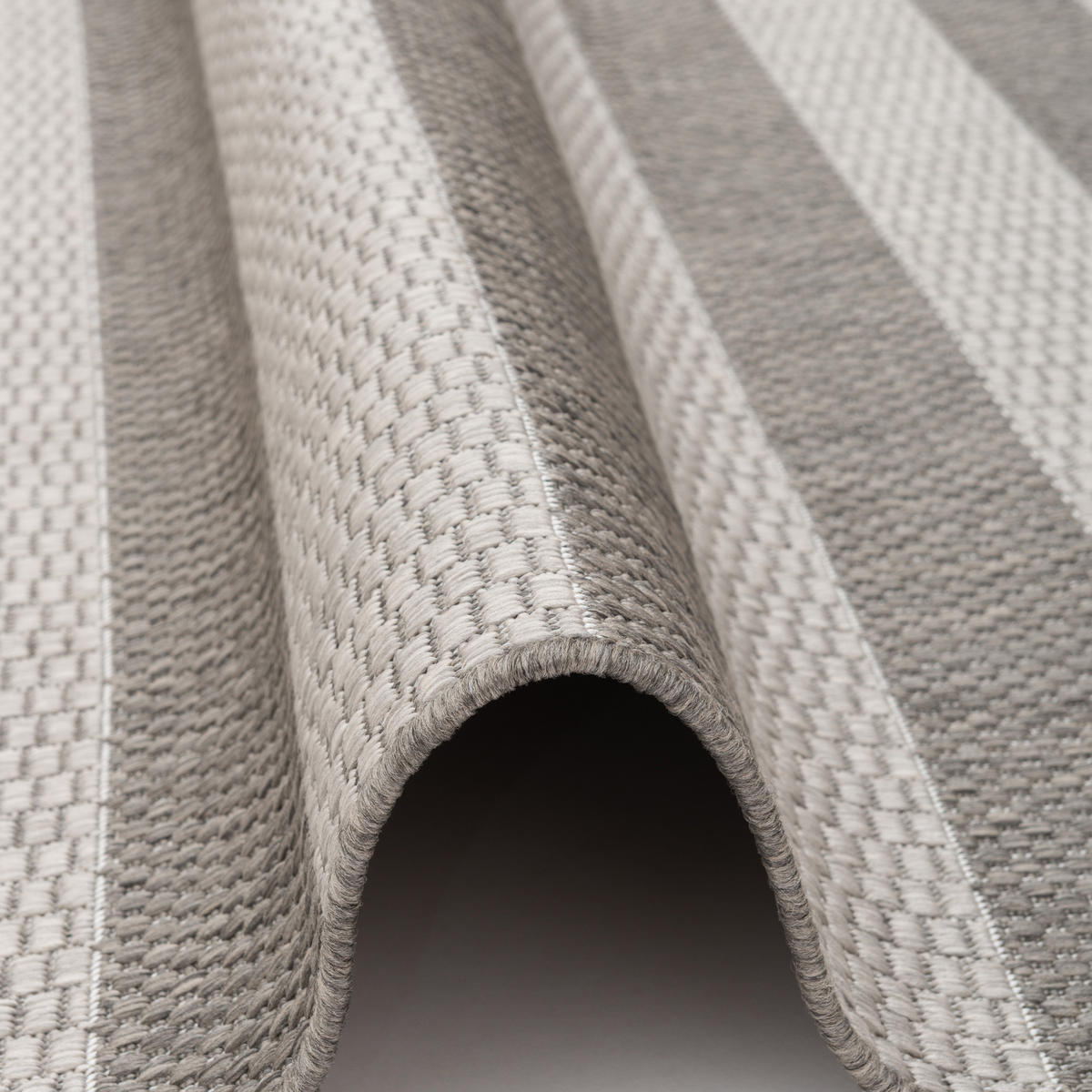 IN & OUTDOOR TEPPICH FLACHGEWEBE VALENCIA STREIFEN - Grau, Textil (120/170cm) - Pergamon