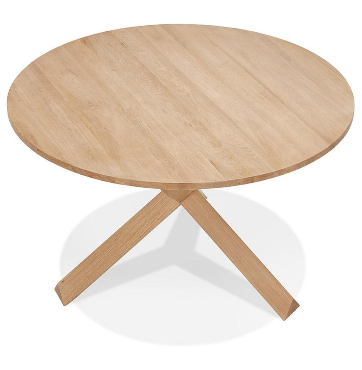 ESSTISCH Rund Massivholz Eiche Skandi-Stil FINAX, Beige 120x120x75 cm - Beige, Eichenholz/Holz (120/120/75cm) - KADIMA DESIGN
