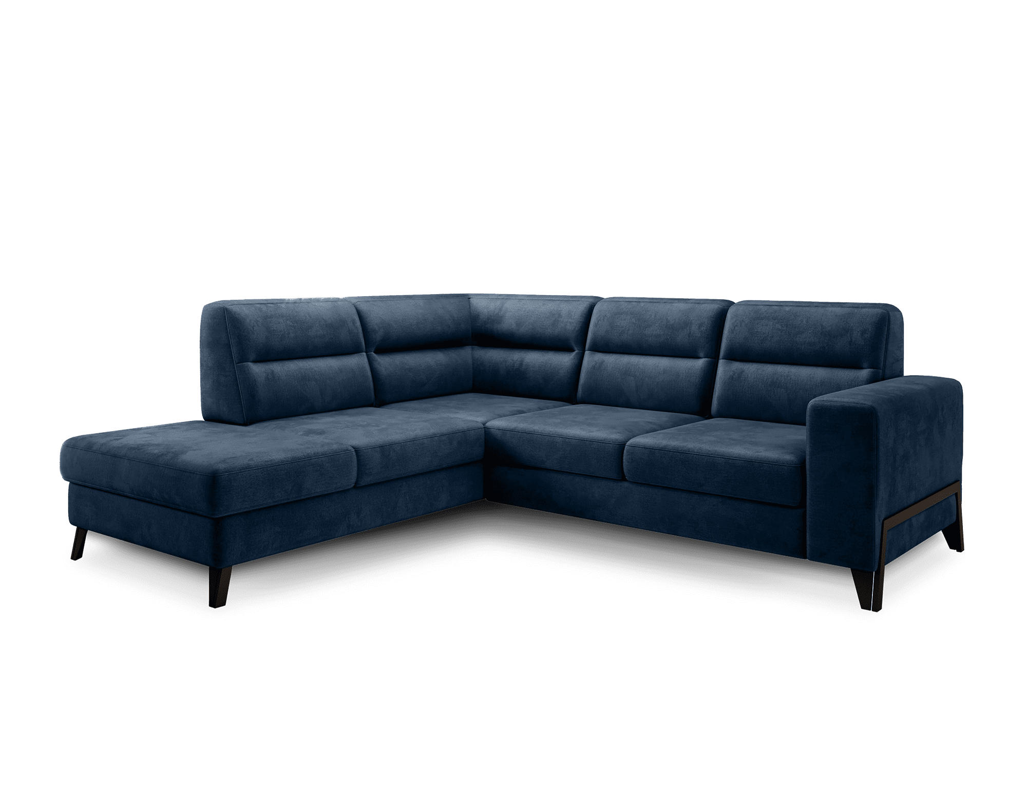 ECKSOFA mit Schlaffunktion & Bettkasten, luxus Nube-Stoff - Schwarz/Dunkelblau, Textil/Metall (277/237cm) - Eltap
