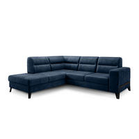 ECKSOFA mit Schlaffunktion & Bettkasten, luxus Nube-Stoff - Schwarz/Dunkelblau, Textil/Metall (277/237cm) - Eltap