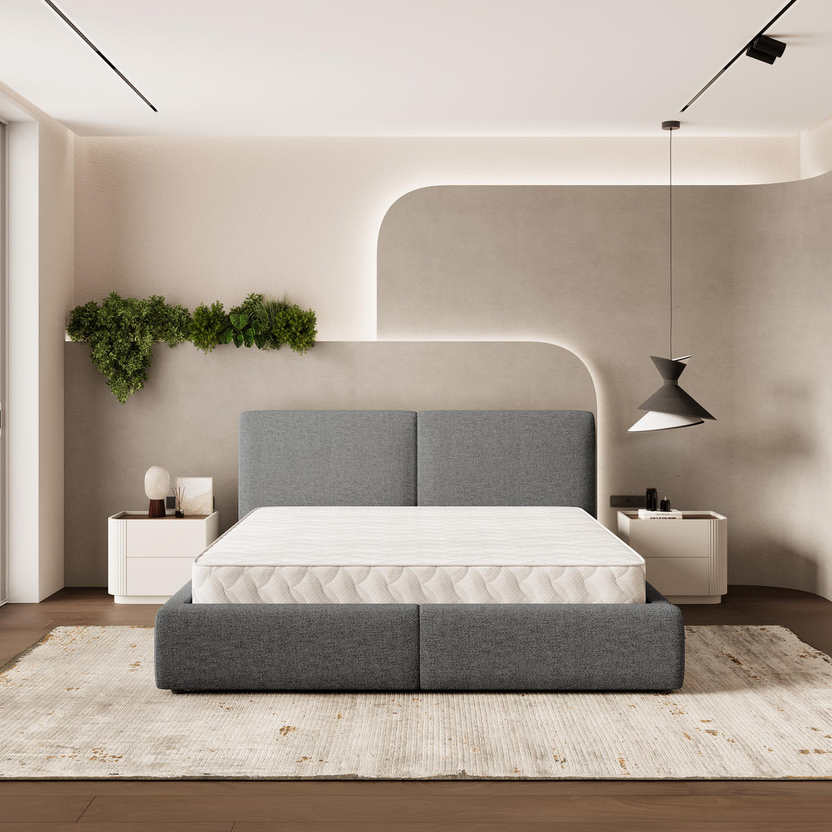 ČALOUNĚNÁ Postel FELURO 140x200 cm Šedá - šedá, kompozitní dřevo/textil (140/200cm) - MASSENO