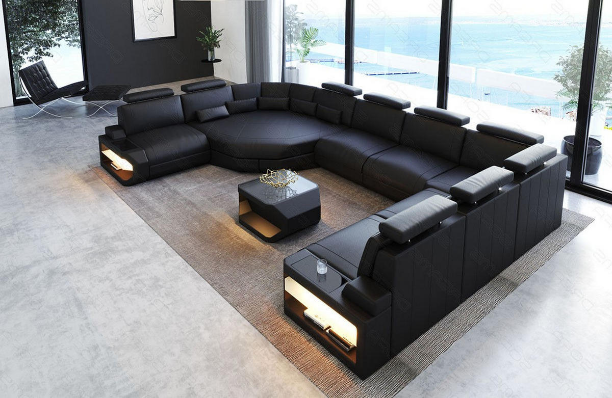 LEDERSOFA Asti L - Schwarz, Leder (427/93/280cm) - Sofa Dreams