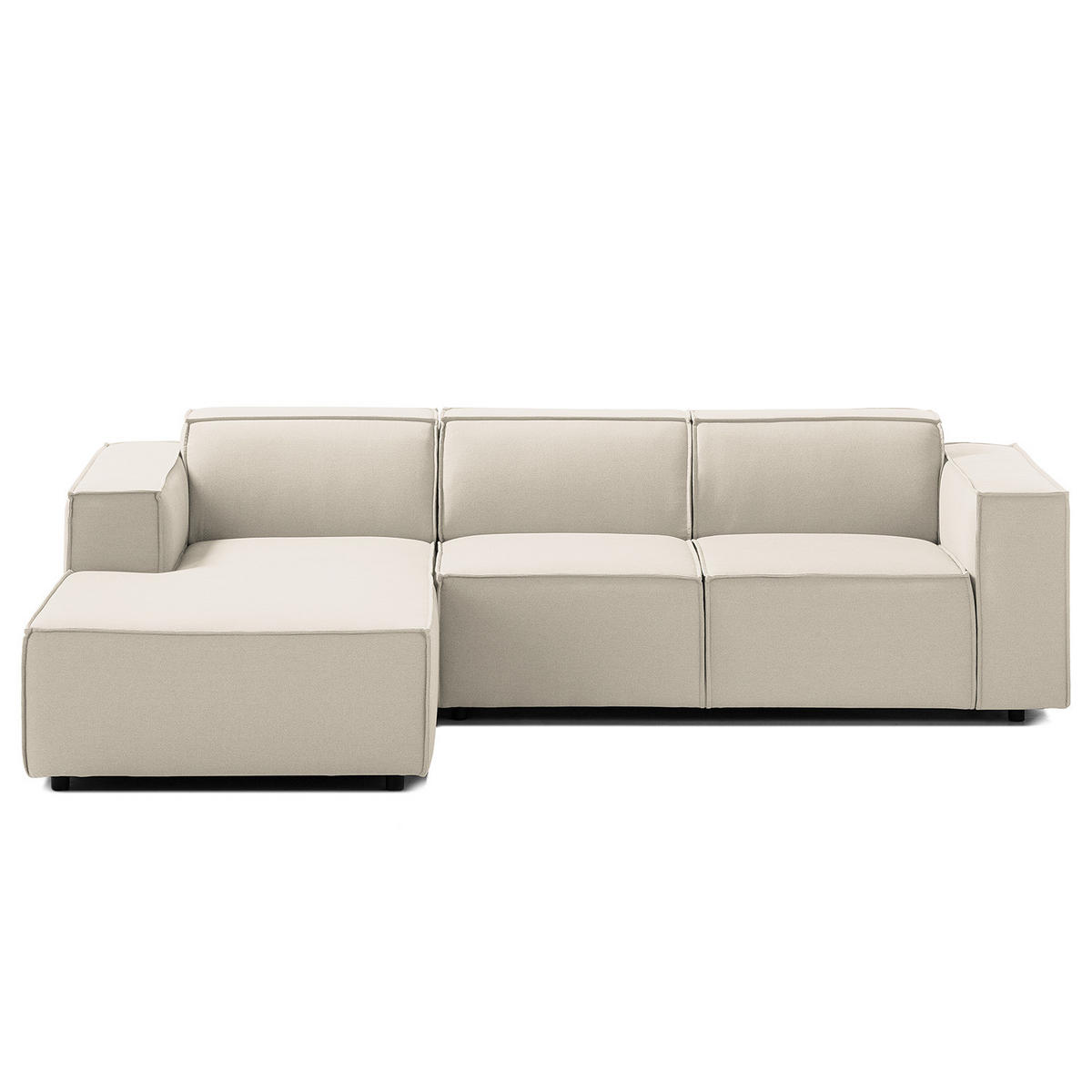 ECKSOFA mit Longchair - Schwarz/Weiß, Kunststoff/Textil (260/177cm) - home24