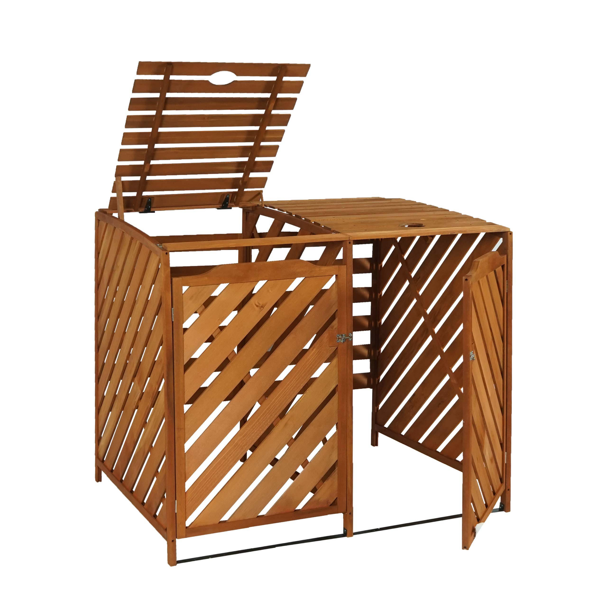 MÜLLTONNENBOX XL 2er-/4er HxBxT 121x133x98cm Braun Holz - Braun, Holz (133/121/98cm) - PROREGAL