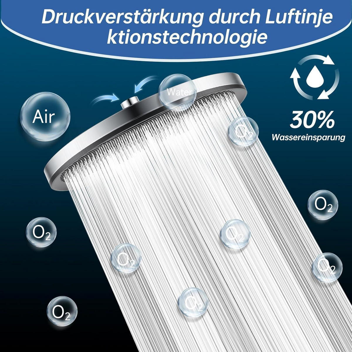 DUSCHKOPF 28 cm Rund Chrom Schwarz - Silberfarben, Metall (18/12.7/26cm)