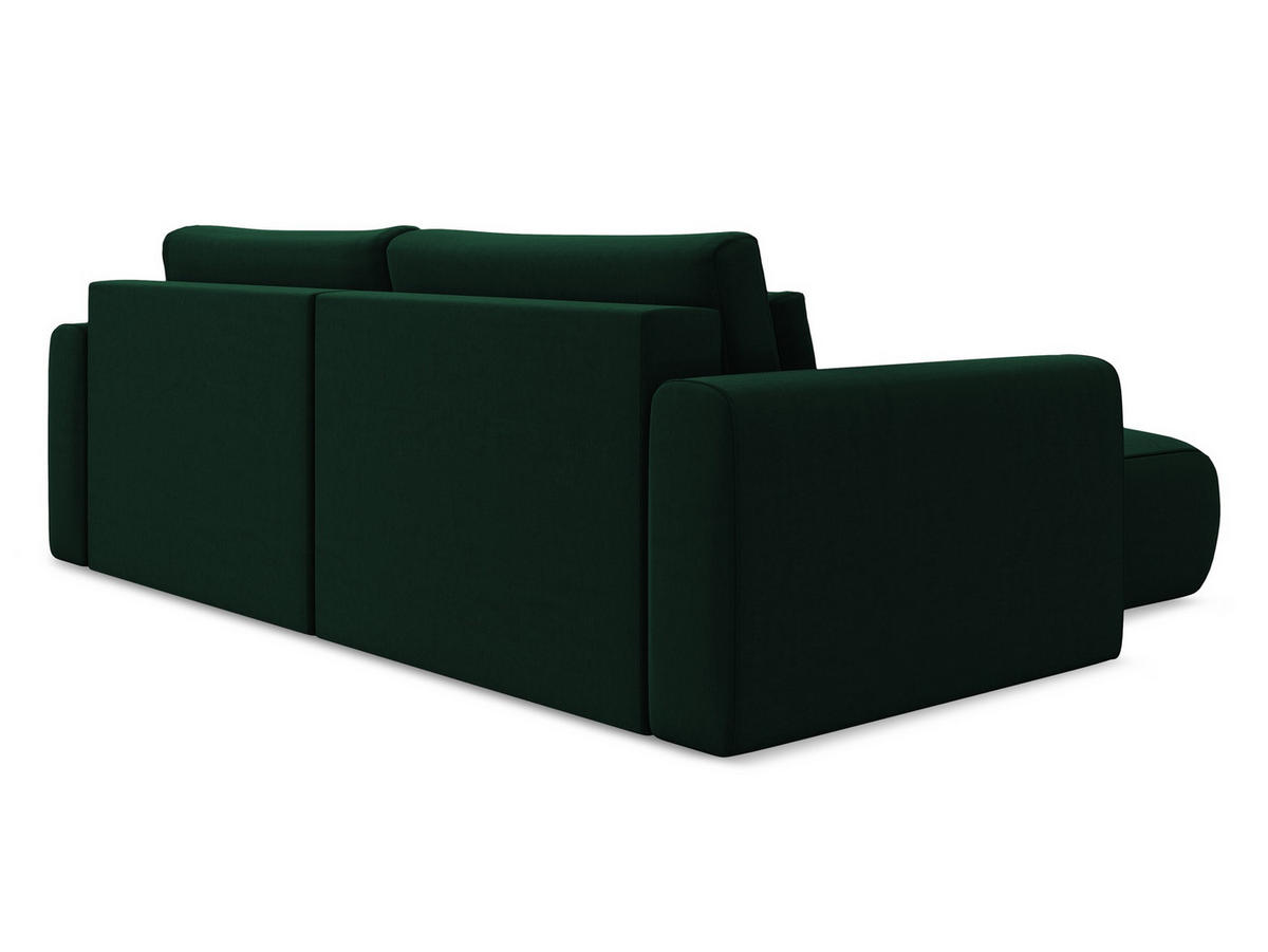 ECKSOFA mit Schlaffunktion Samt Stoff Grün - Dunkelgrün/Schwarz, Kunststoff/Textil (149/240cm) - Makamii