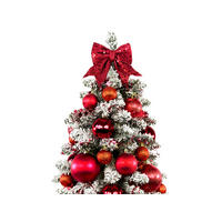 WEIHNACHTSBAUM künstlicher 60 cm mit LED-Beleuchtung, GOLDWEIHNACHTEN, mit 34 Weihnachtsbaumschmuck, Pflanztopf mit Jutesack - Rot/Weiß, Kunststoff/Stein (40/60cm) - LAALU