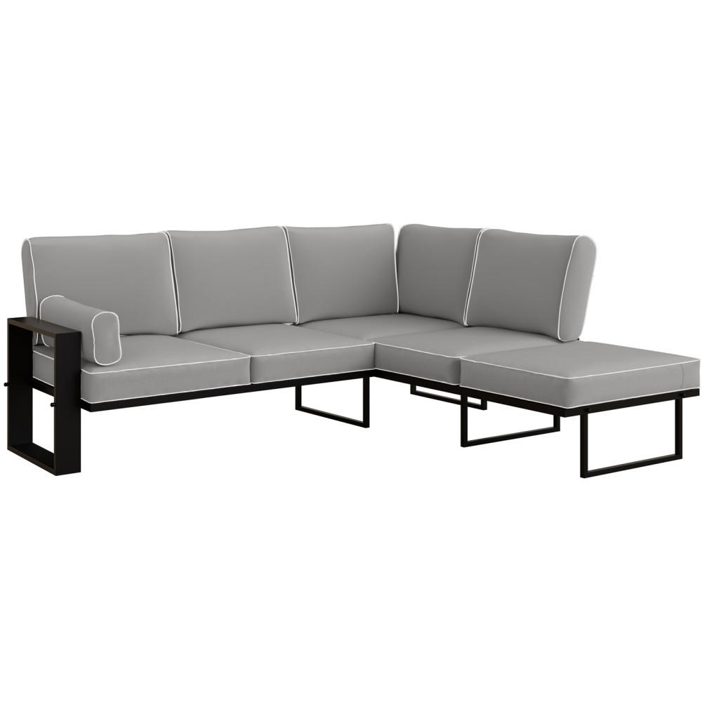 LOUNGEECKTEIL Verdino mit Metallrahmen 207 cm anthrazit - Anthrazit, Metall (207/90/199cm) - Beautysofa