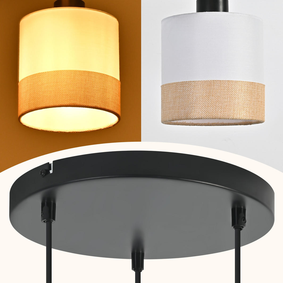 PENDELLEUCHTE Seraphina 25/25/120 cm - Weiß, Kunststoff/Metall (25/25/120cm) - ZMH