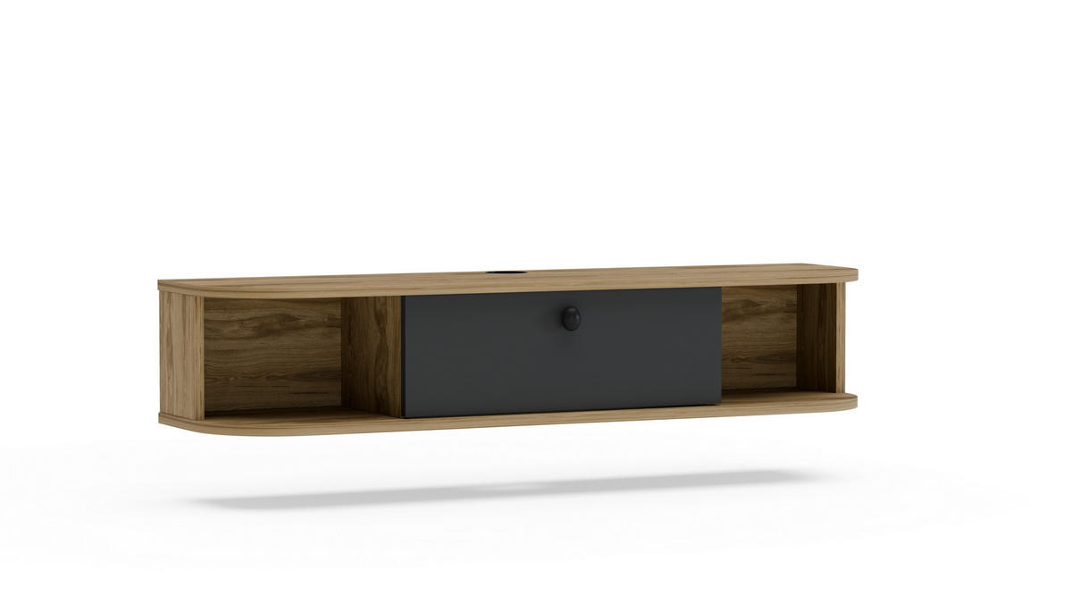 TV-ELEMENT Ibarra 120 cm Schwarz Oud - Schwarz/Braun, Holzwerkstoff (120/23.4/29.6cm) - Decorotika