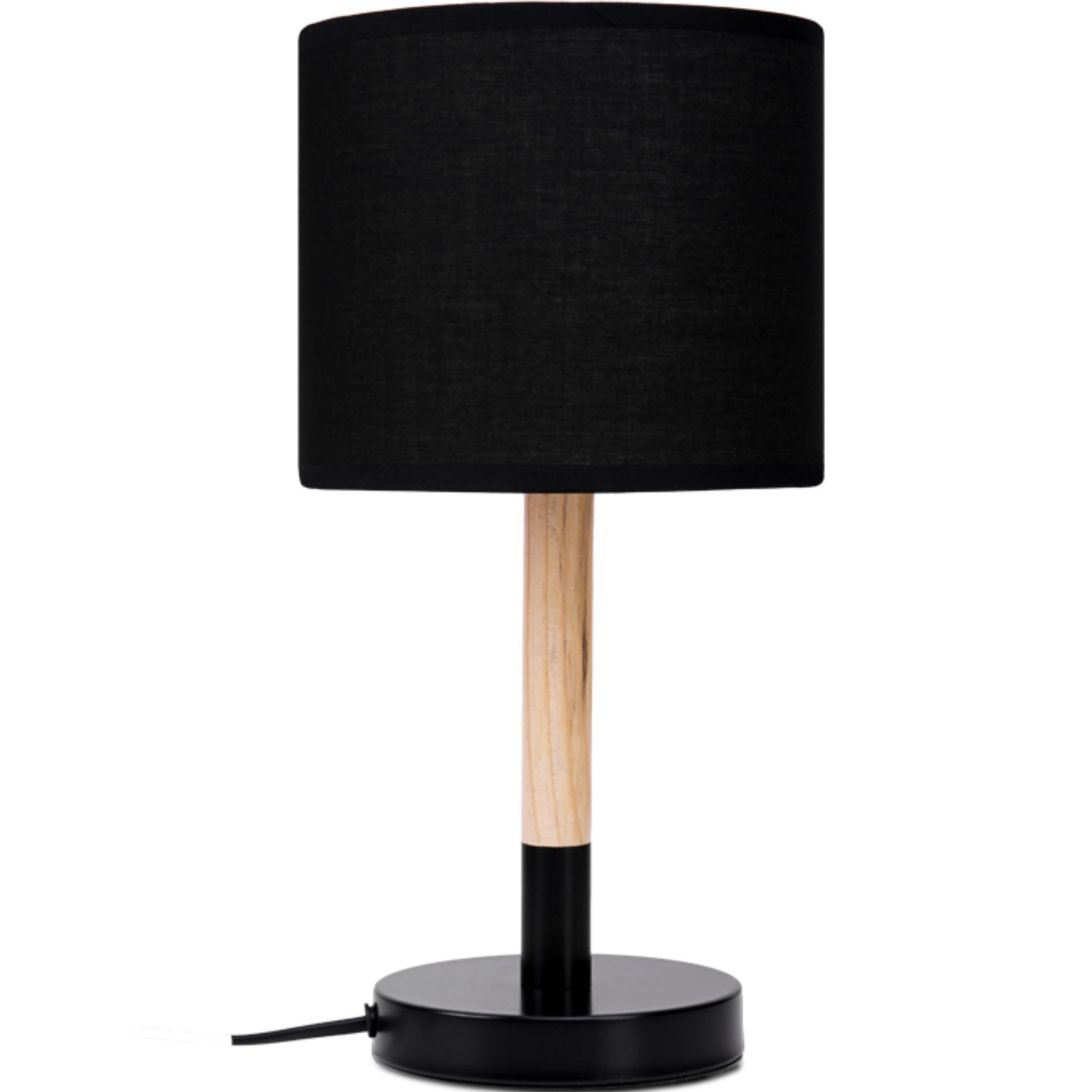 STEHLAMPE PLISO, Schwarz - Schwarz, Holz/Textil (25/25/150cm) - KONSIMO®