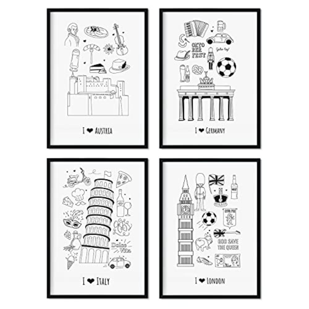 POSTER Set mit 4 Blättern Europa 1 A3 Rahmenlos - Klar, Papier (29.7/3cm) - Nacnic