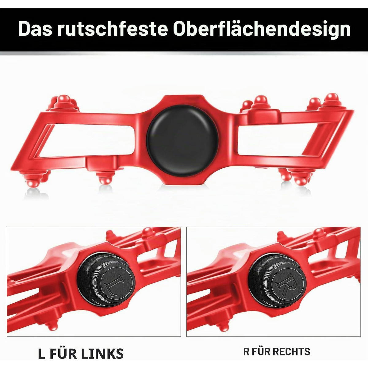 FAHRRADPEDALE Aluminiumlegierung Rot 9/16 Zoll Set - Rot, Metall (10/2.5/12cm)