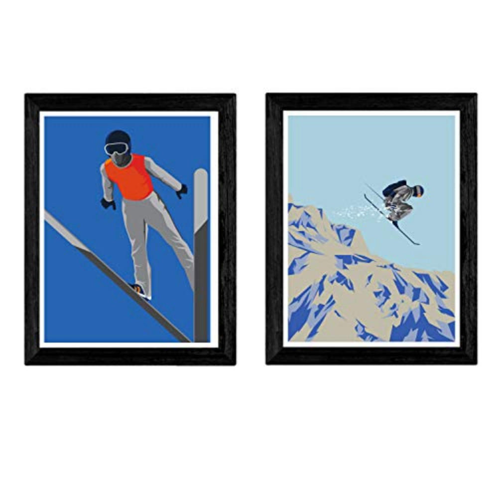 POSTER Set Mit 2 Skier Winterblätter A4 Rahmenlos - Klar, Papier (29.7/5/21cm) - Nacnic