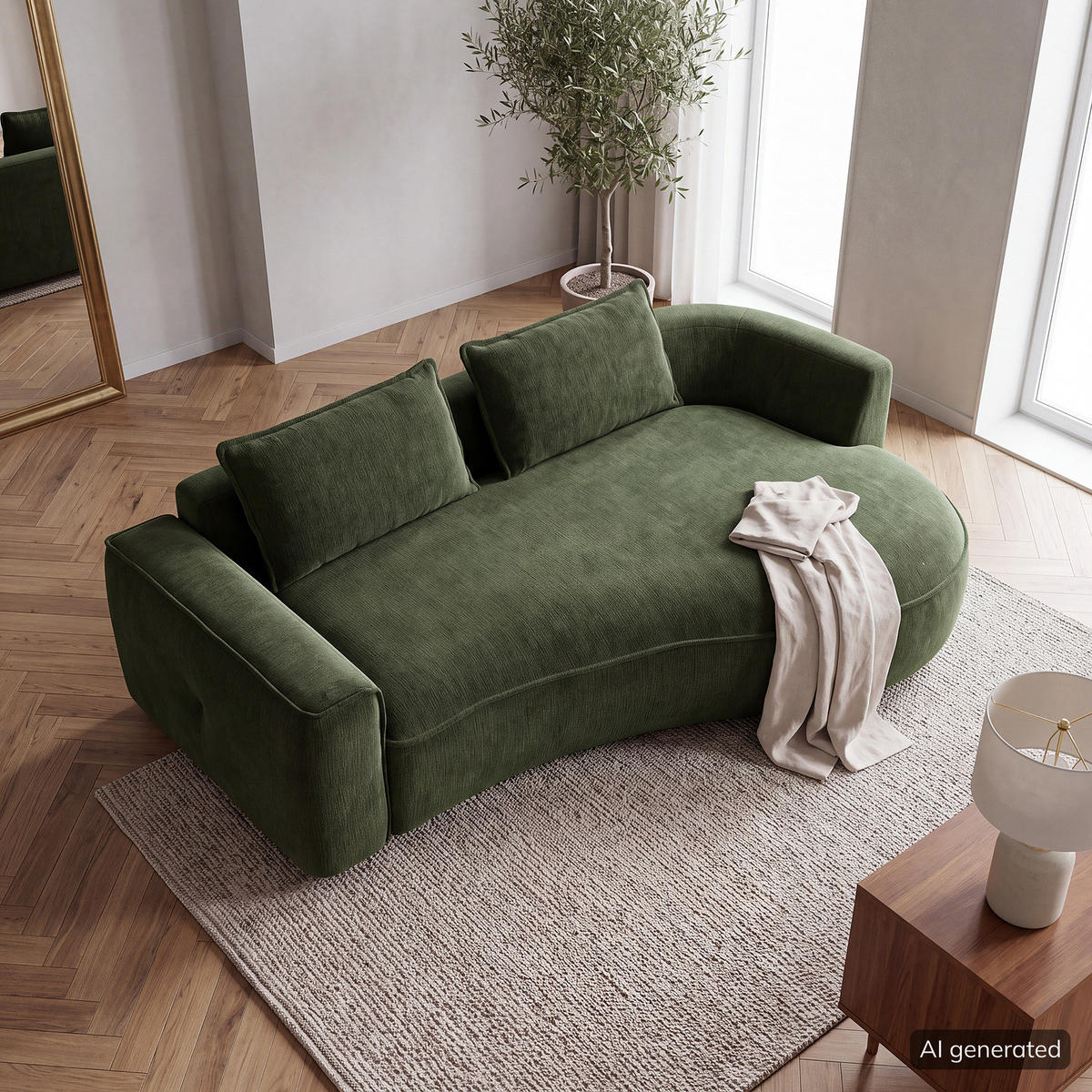 2,5-SITZER SOFA - Schwarz/Grün, Kunststoff/Textil (217/82/146cm) - home24