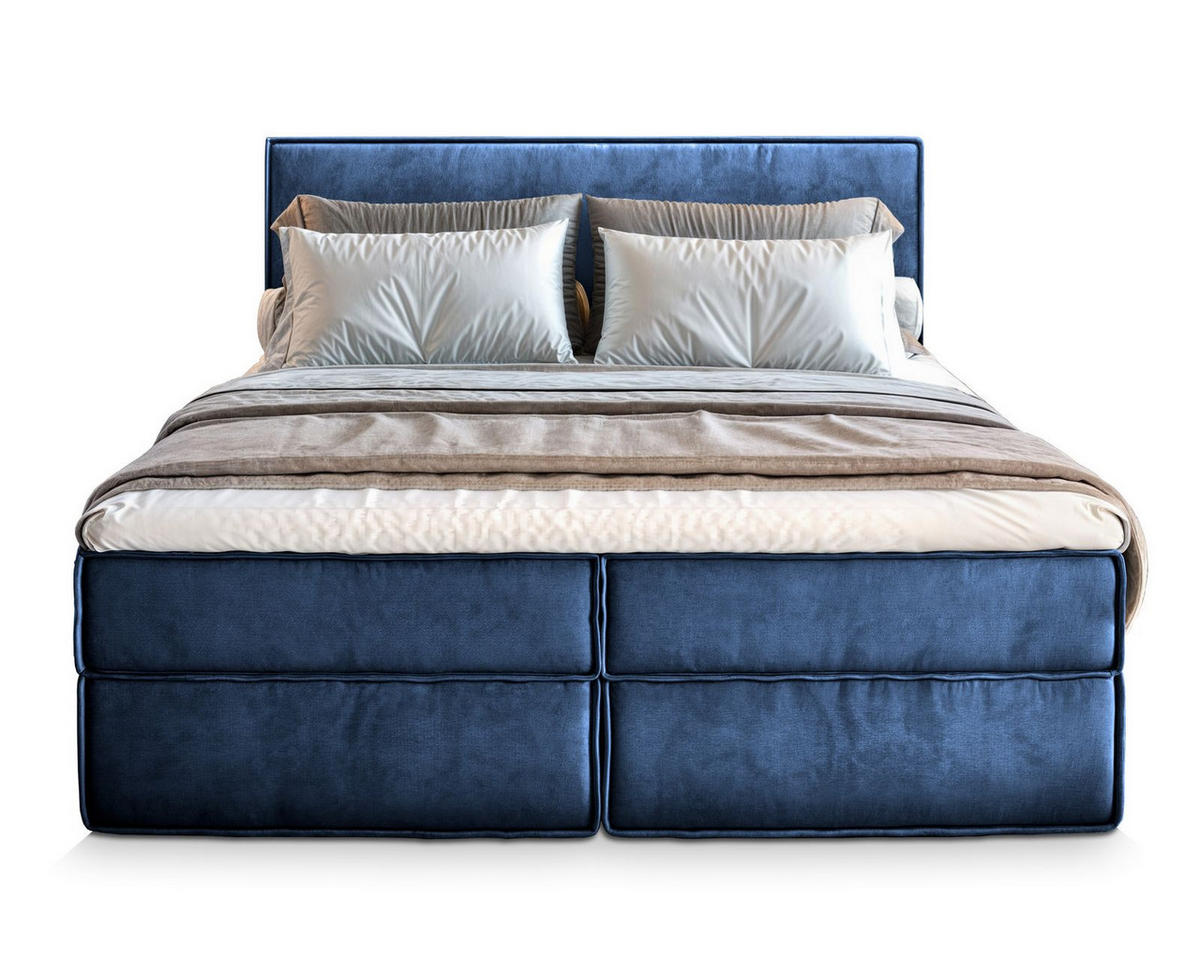 POSTEL BOXSPRING PELLIO 160x200 cm, s matrací a úložným prostorem, modrá - modrá, kompozitní dřevo/textil (160/200cm) - MASSENO