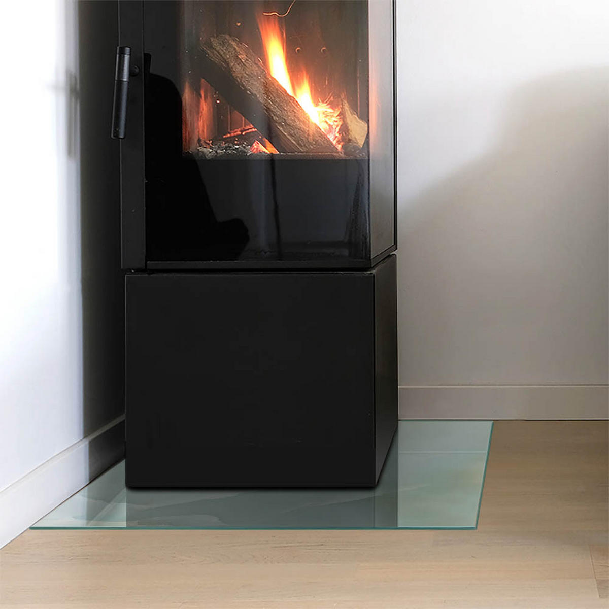 GLASPLATTE für Kamin 50 × 50 cm Türkis - Türkis, Glas (50/50/0.4cm) - ArtPrintCave