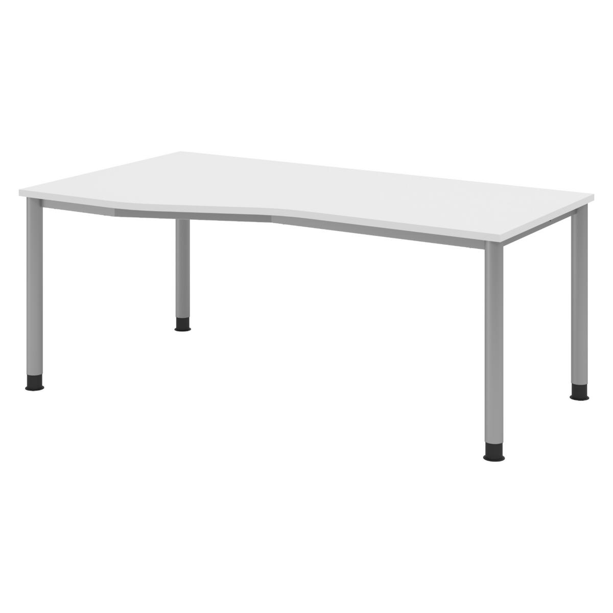 SCHREIBTISCH Serie-H Gestell: Silber 100/180/74 cm in Weiß - Weiß, Holzwerkstoff (100/180/74cm) - bümö