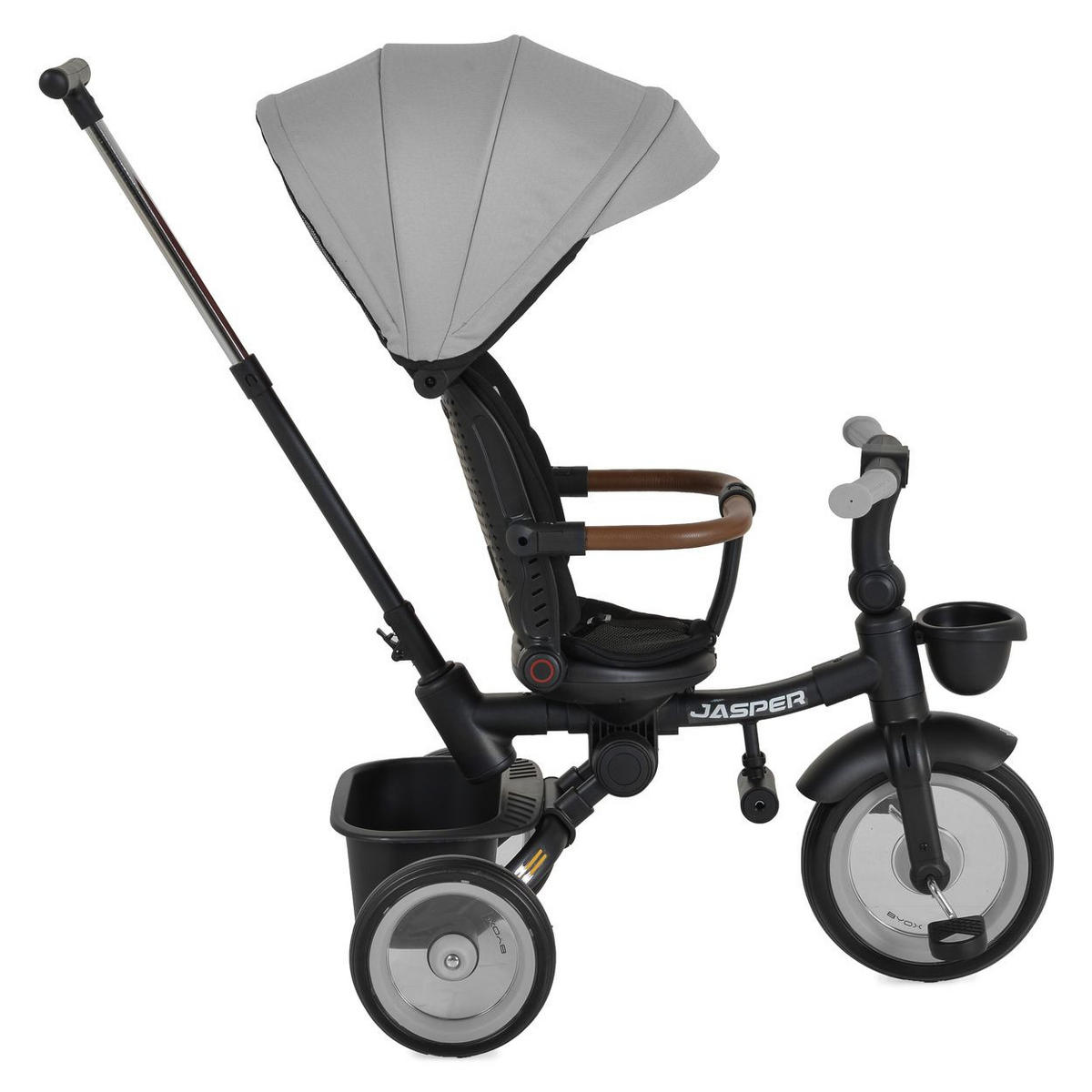 DREIRAD Jasper EVA-Reifen grau klappbar, Sitz drehbar, Hinterradbremse, Körbe - Grau, Metall (72/50/98cm)