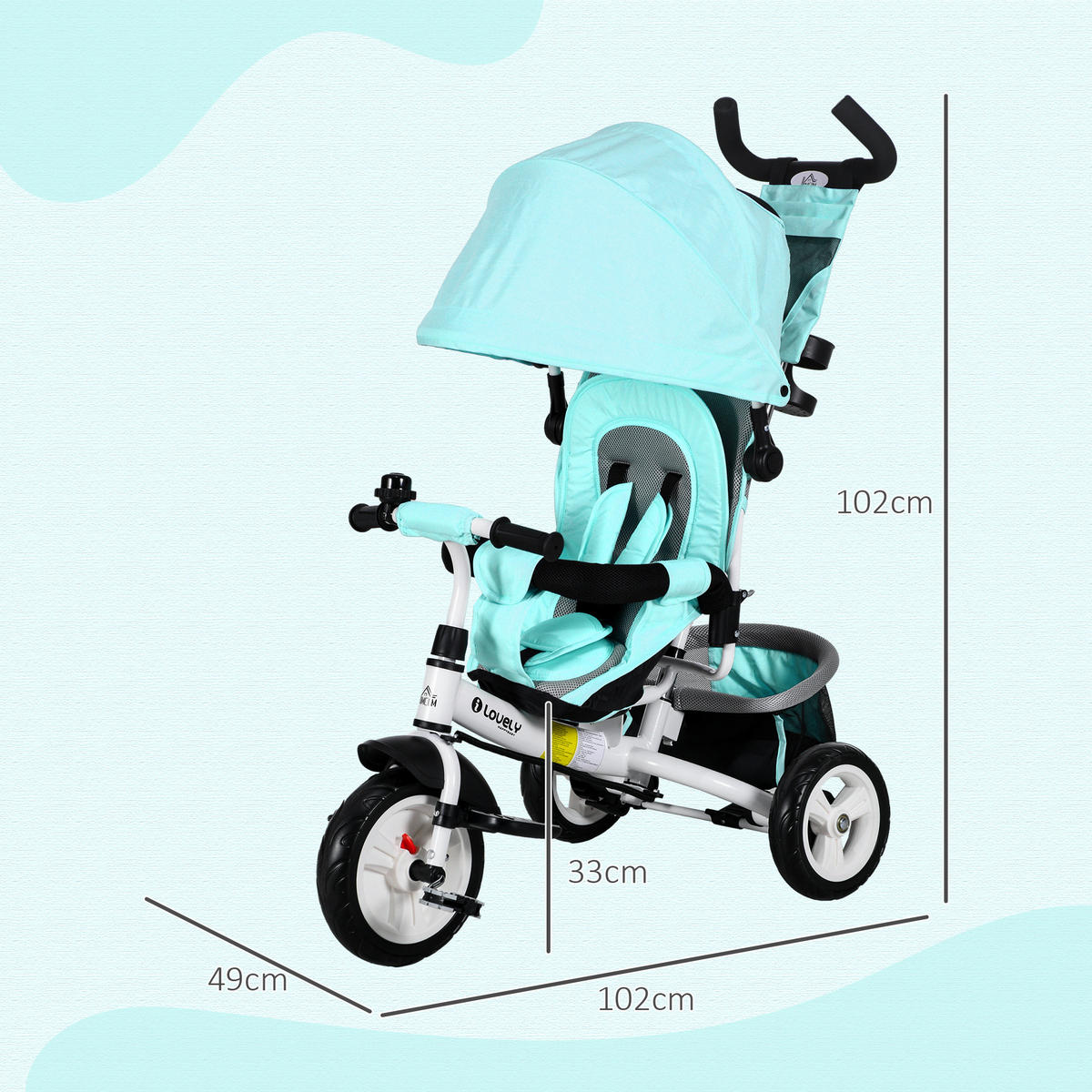 KINDERDREIRAD, Grün, Polyester, Metall - Grün, Metall (102/49/102cm) - HOMCOM