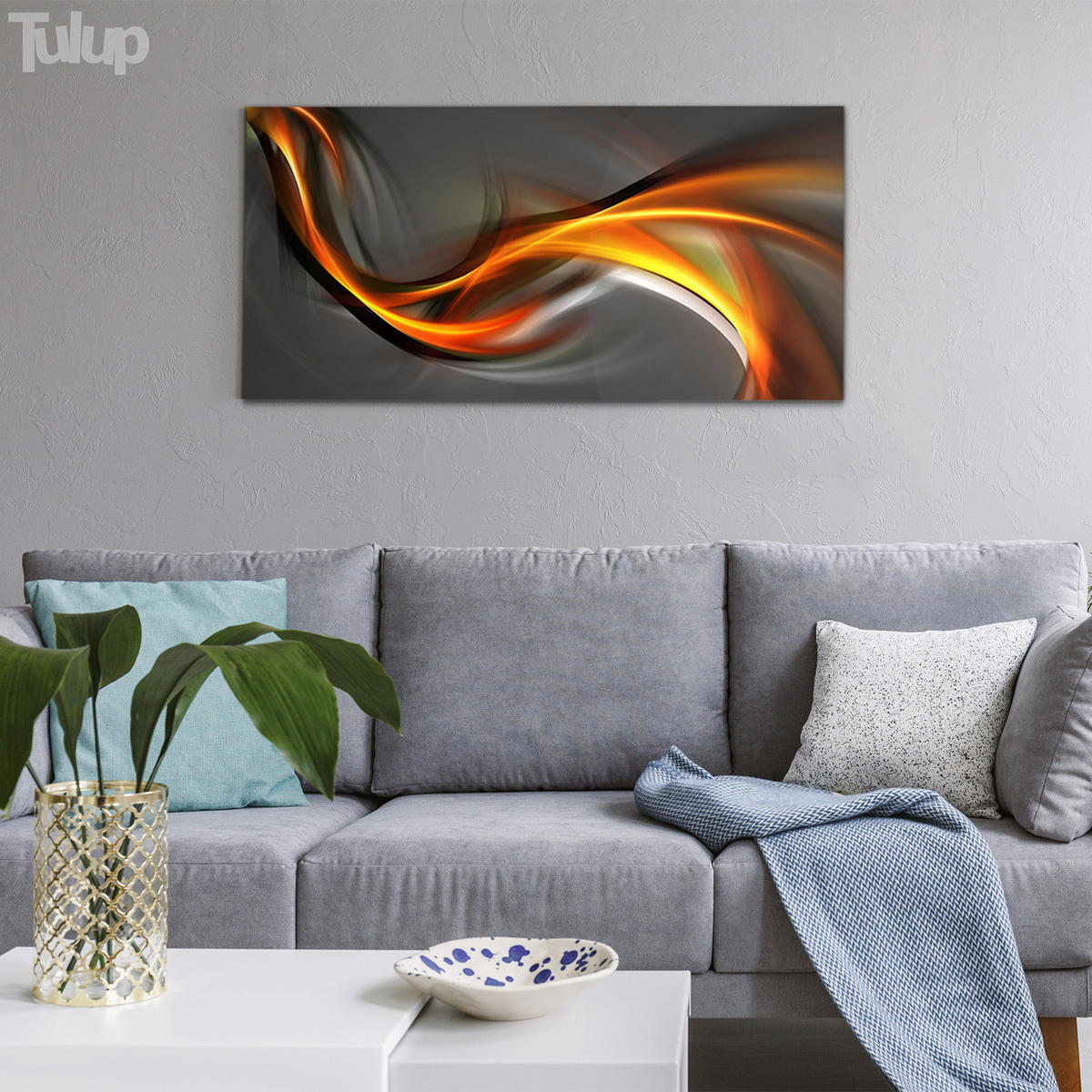 GLASBILD 120x60 cm Moderne Kunst - Bernsteinfarben, Glas (120/60cm) - TULUP