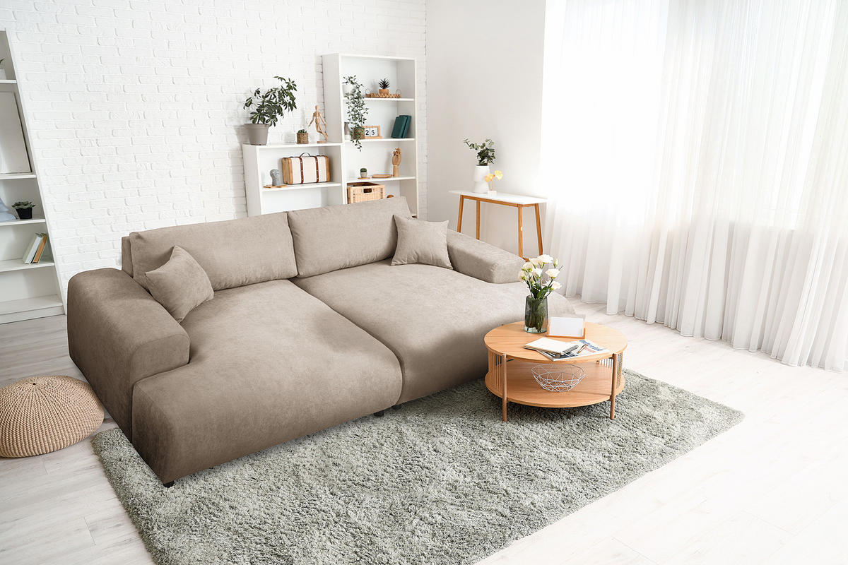 BIGSOFA - Schwarz/Cappuccino, Kunststoff/Textil (237/79/144cm) - home24