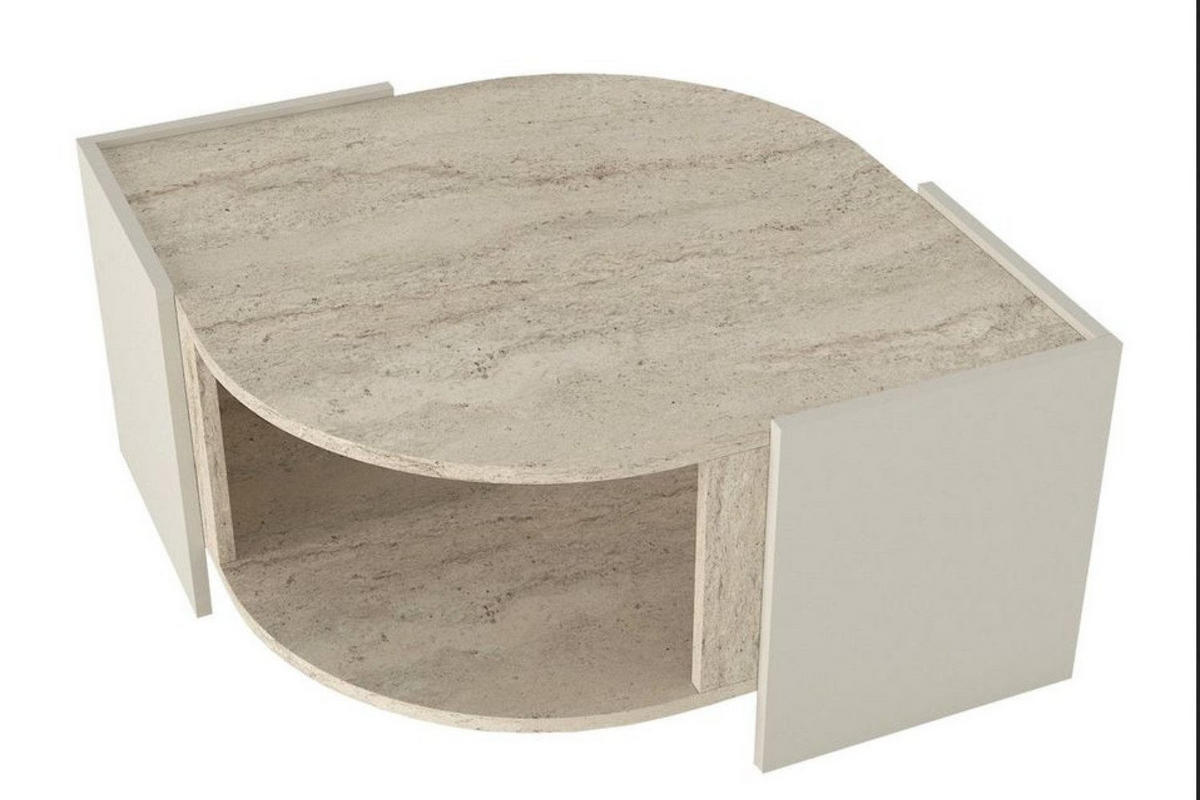 COUCHTISCH 75x75 cm Beige mit Granitoptik Wohnzimmertisch - Grau, Holzwerkstoff (75/75/40cm) - Ibonto