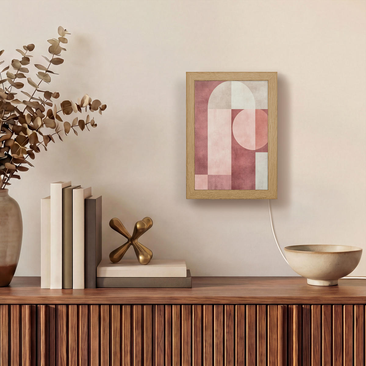 WANDLEUCHTE Figuren - Abstrakt - Rosa 15x20 cm - Altrosa, Holzwerkstoff (15/20/8cm) - OnlyWow