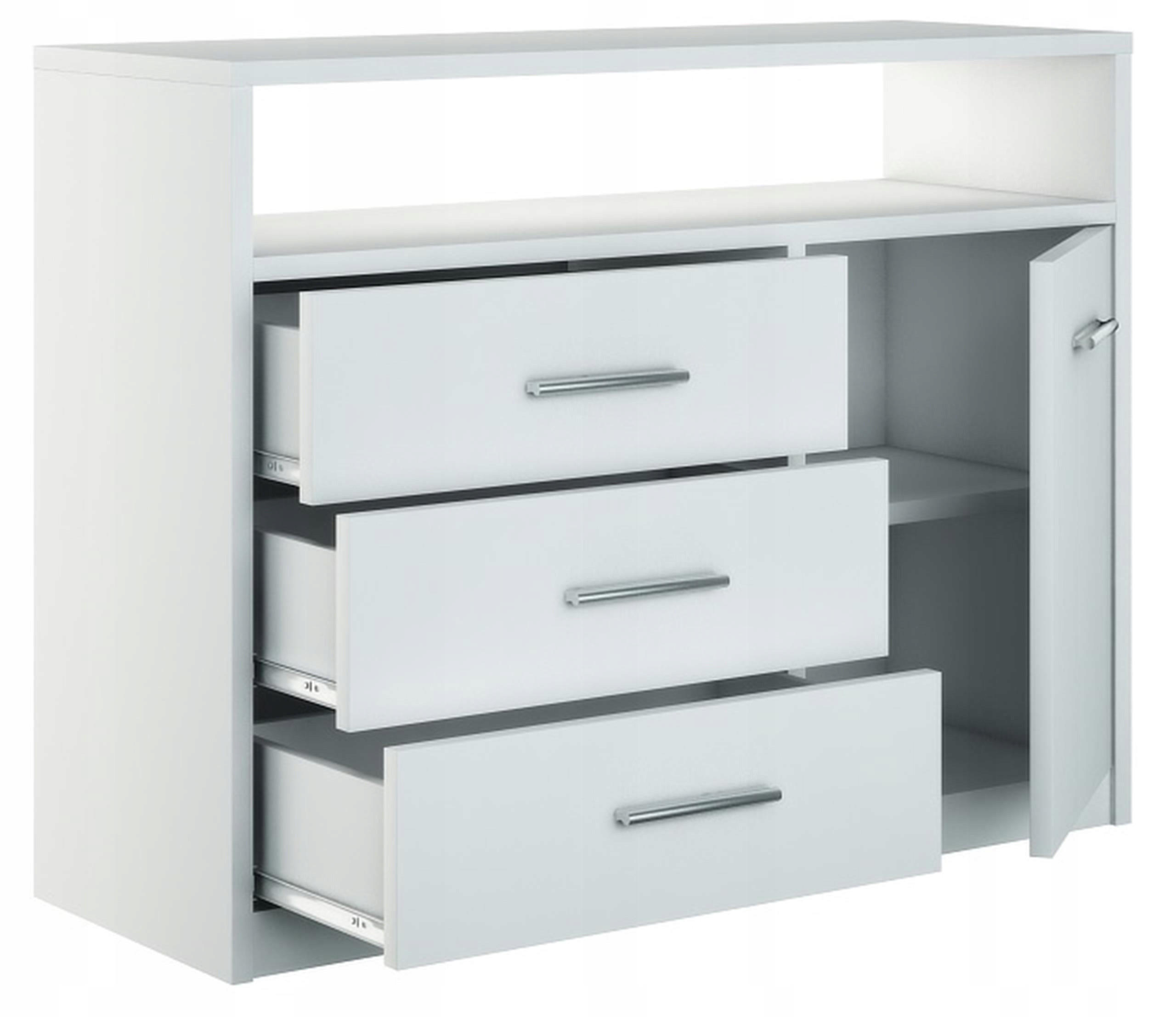 KOMMODE Bodo 1D3SO Weiß 98/35/75 cm - Weiß, Holzwerkstoff (98/75/35cm) - Matkam Möbel