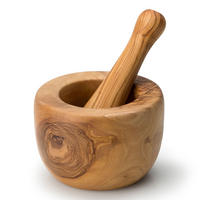 MÖRSER mit Stößel, Olivenholz, L 14 cm - Braun, Holz (15/14/15cm) - Continenta