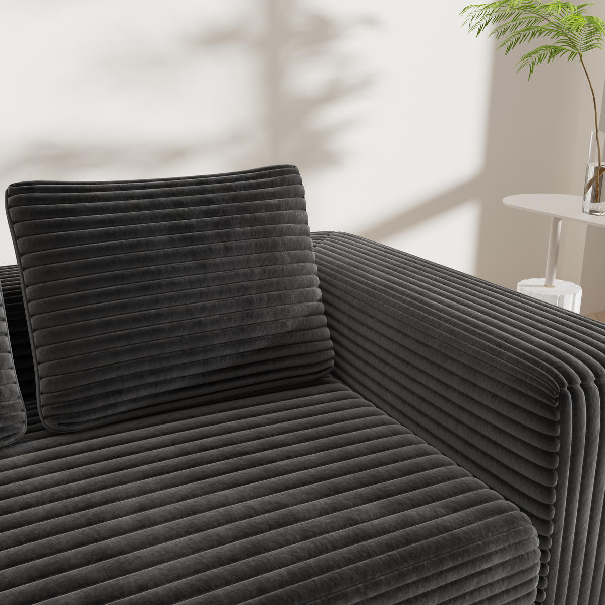 2-SITZER SOFA Cord Schwarz - Schwarz, Textil (160/58/88cm) - WISHDOR