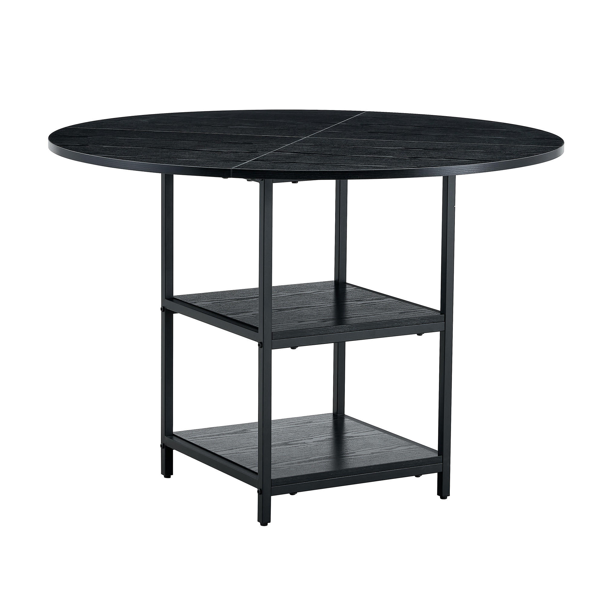 ESSTISCH Rund 107 cm mit doppelter Ablage DE-40002 Schwarz - Schwarz, Holzwerkstoff (107/107/75cm) - ComfortXL